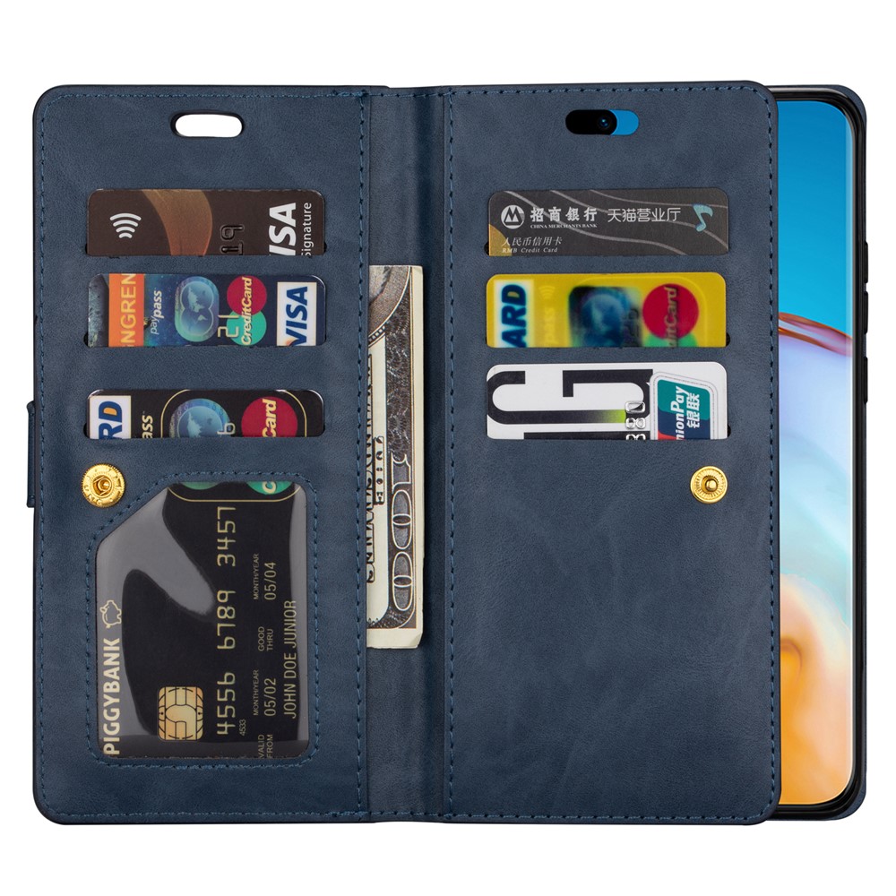 Multi-function Leather Wallet Stand Cover Case for Samsung Galaxy S21 Ultra 5G - Blue-8
