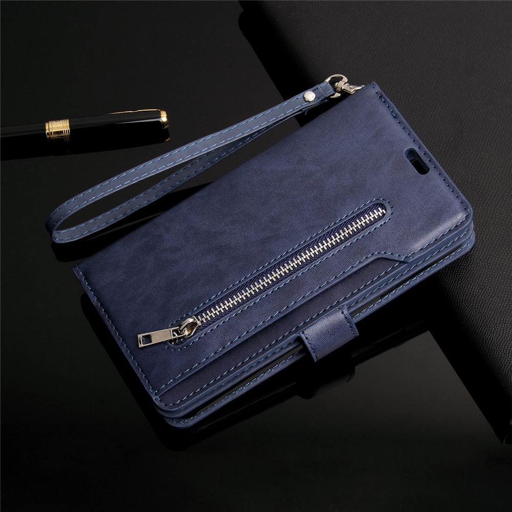 Multi-function Leather Wallet Stand Cover Case for Samsung Galaxy S21 Ultra 5G - Blue-9