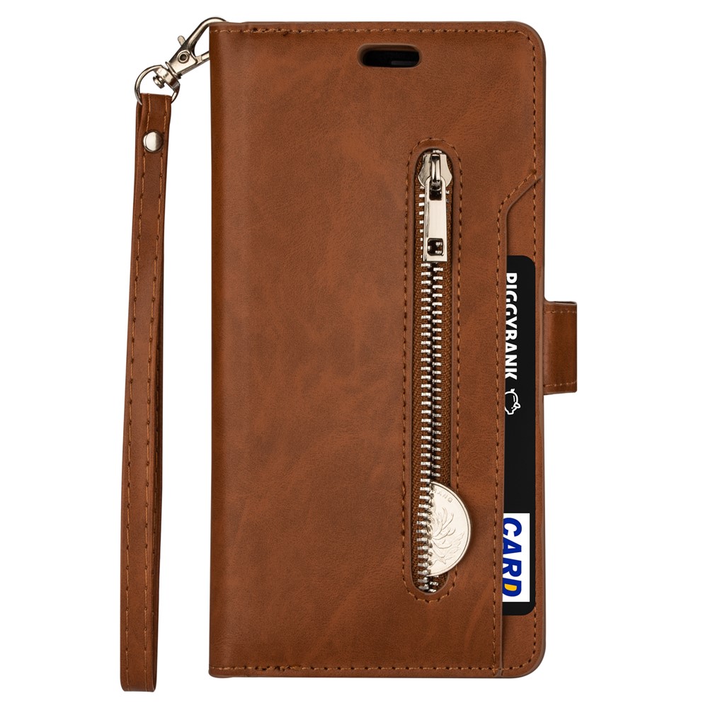Multi-function Leather Wallet Stand Cover Case for Samsung Galaxy S21 Ultra 5G - Brown-2