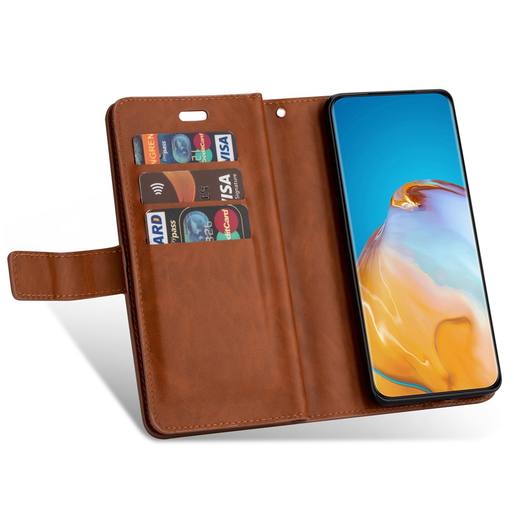 Multi-function Leather Wallet Stand Cover Case for Samsung Galaxy S21 Ultra 5G - Brown-6