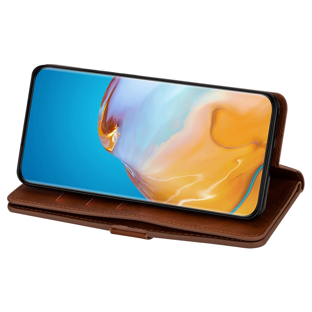 Multi-function Leather Wallet Stand Cover Case for Samsung Galaxy S21 Ultra 5G - Brown-7