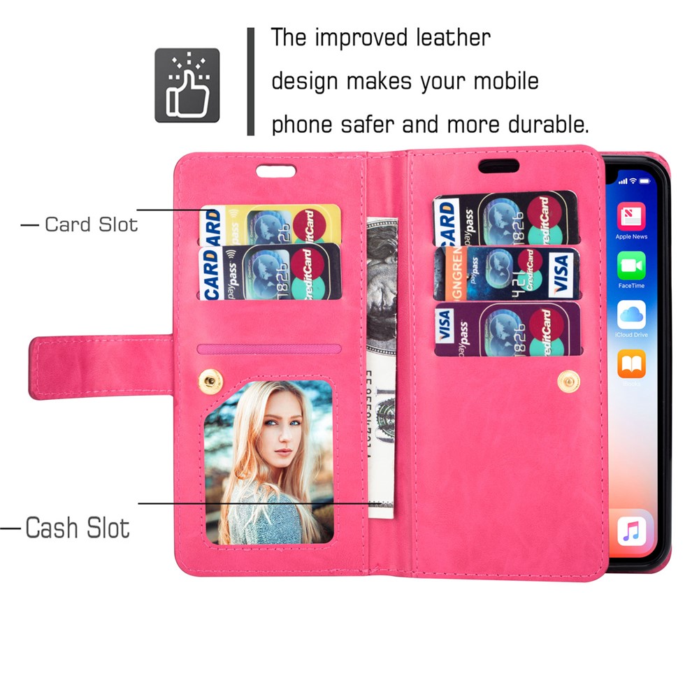 Multi-function Leather Wallet Stand Cover Case for Samsung Galaxy S21+ 5G - Rose-4