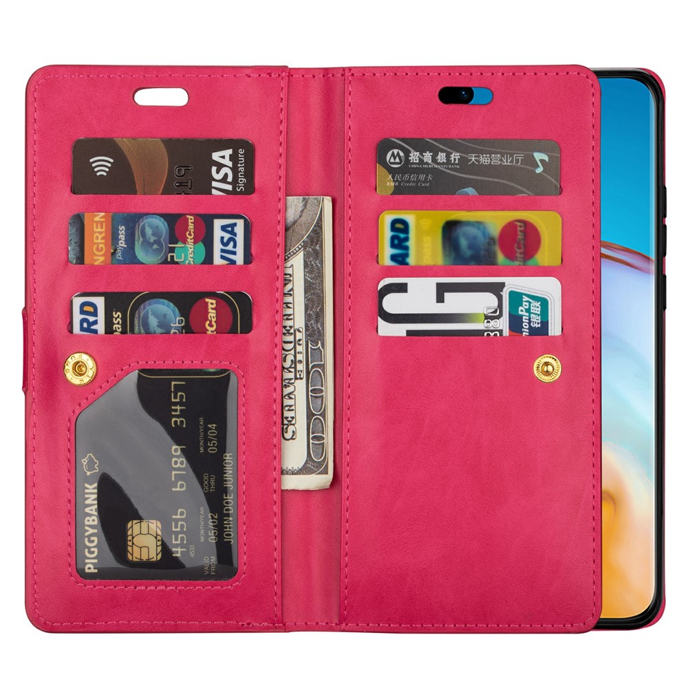 Multi-function Leather Wallet Stand Cover Case for Samsung Galaxy S21+ 5G - Rose-8