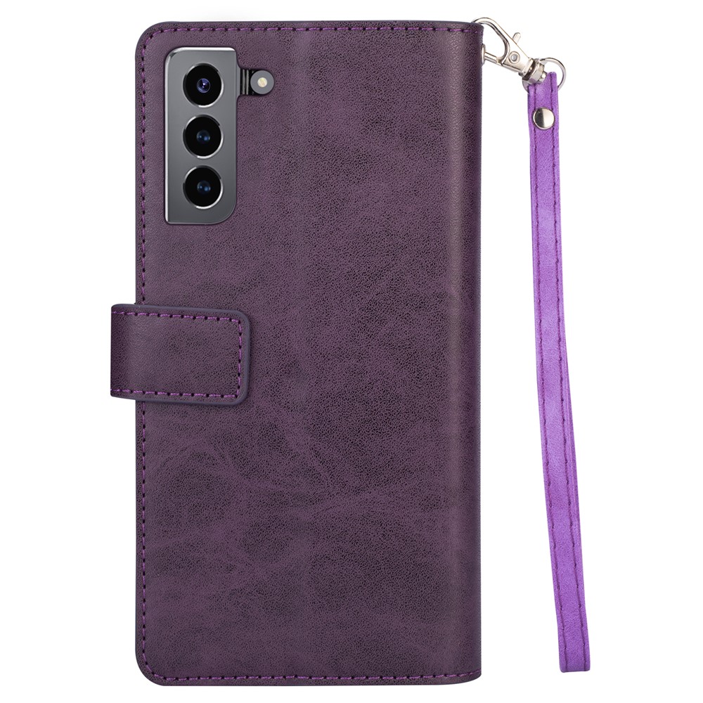Multi-function Leather Wallet Stand Cover Case for Samsung Galaxy S21+ 5G - Purple-3