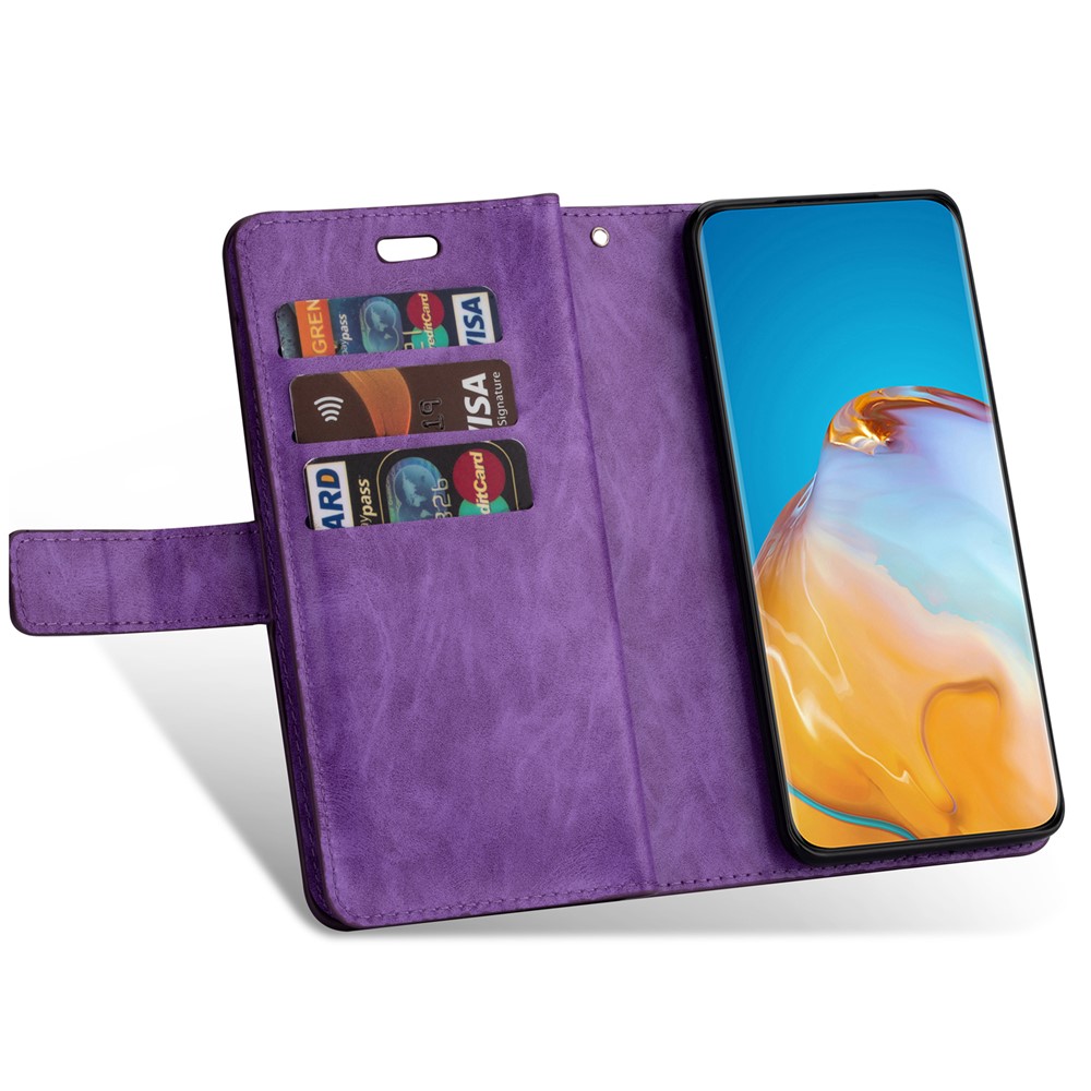 Multi-function Leather Wallet Stand Cover Case for Samsung Galaxy S21+ 5G - Purple-6