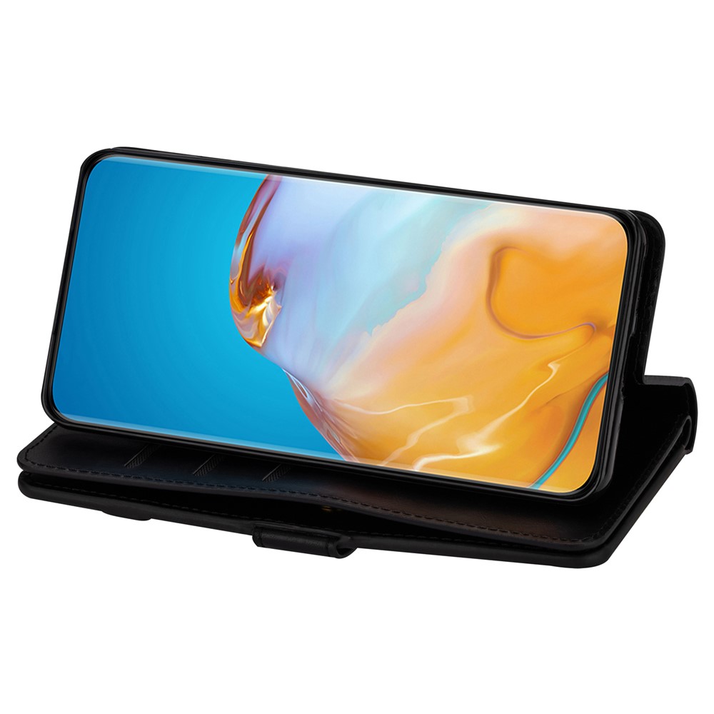 Multi-function Leather Wallet Stand Cover Case for Samsung Galaxy S21 5G - Black-7