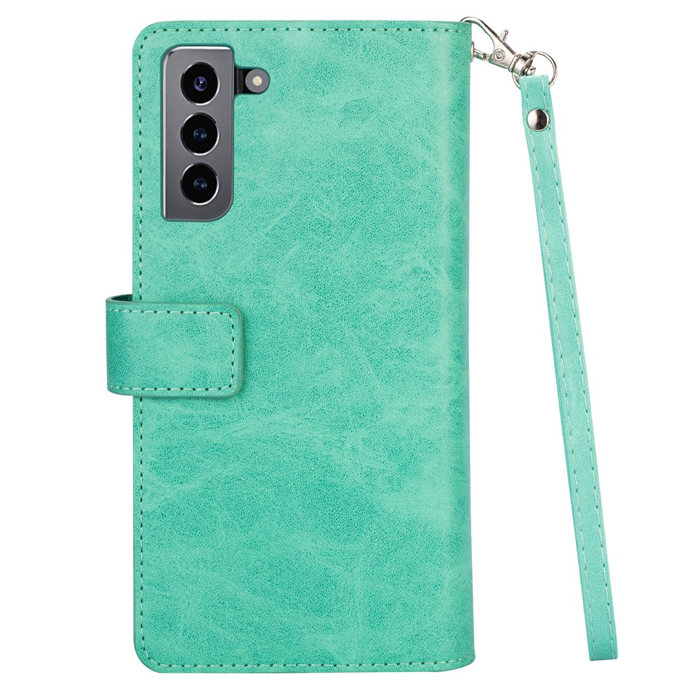Multi-function Leather Wallet Stand Cover Case for Samsung Galaxy S21 5G - Green-3
