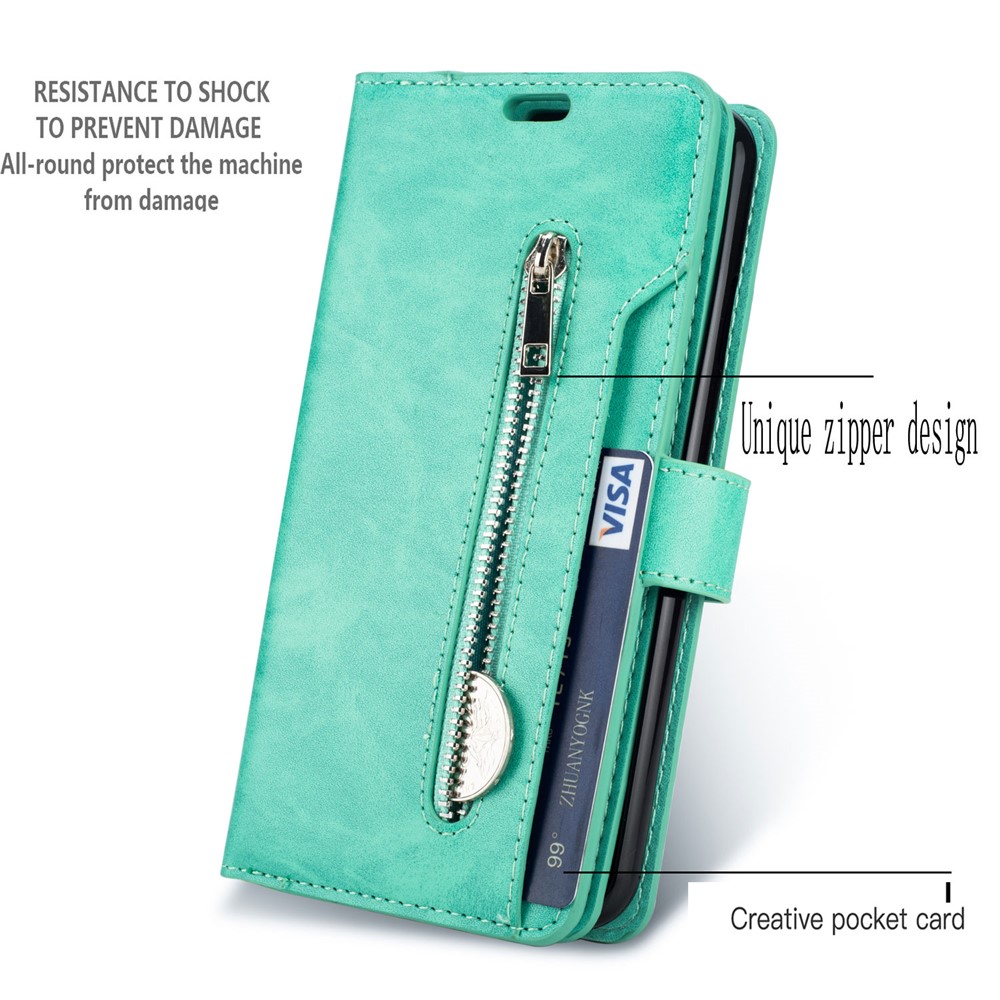Multi-function Leather Wallet Stand Cover Case for Samsung Galaxy S21 5G - Green-5