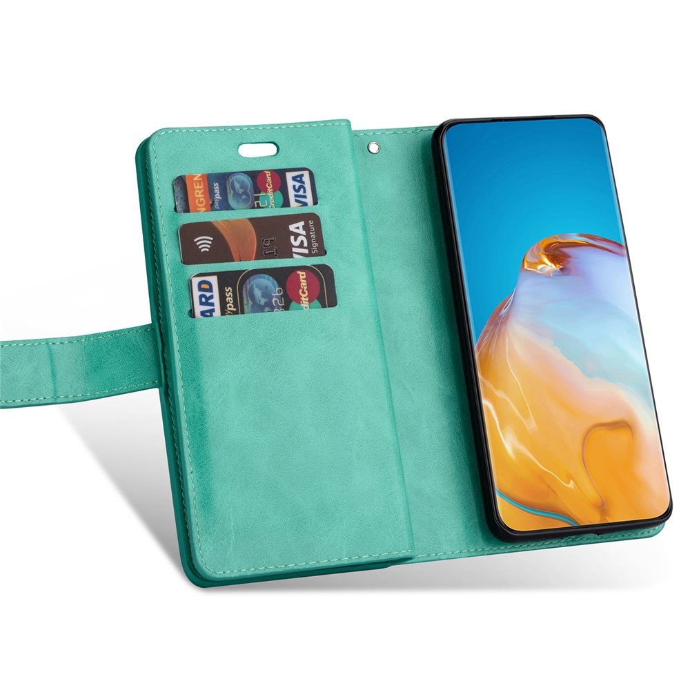 Multi-function Leather Wallet Stand Cover Case for Samsung Galaxy S21 5G - Green-6