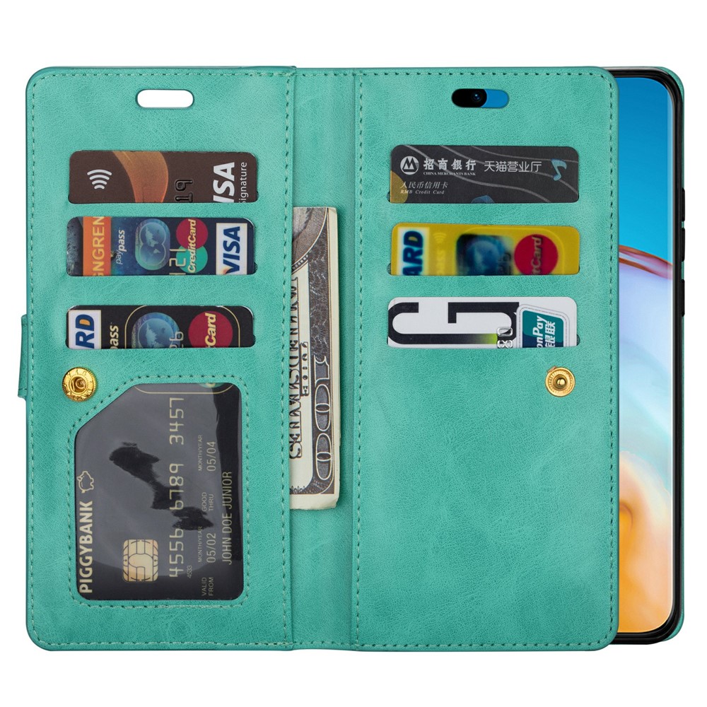 Multi-function Leather Wallet Stand Cover Case for Samsung Galaxy S21 5G - Green-8