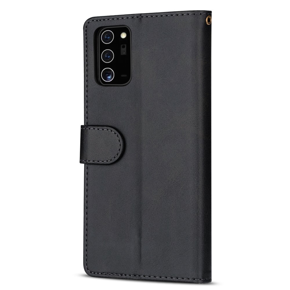 Zipper Pocket Leather Stand Case with Card Slots for Samsung Galaxy A72 5G - Black-3