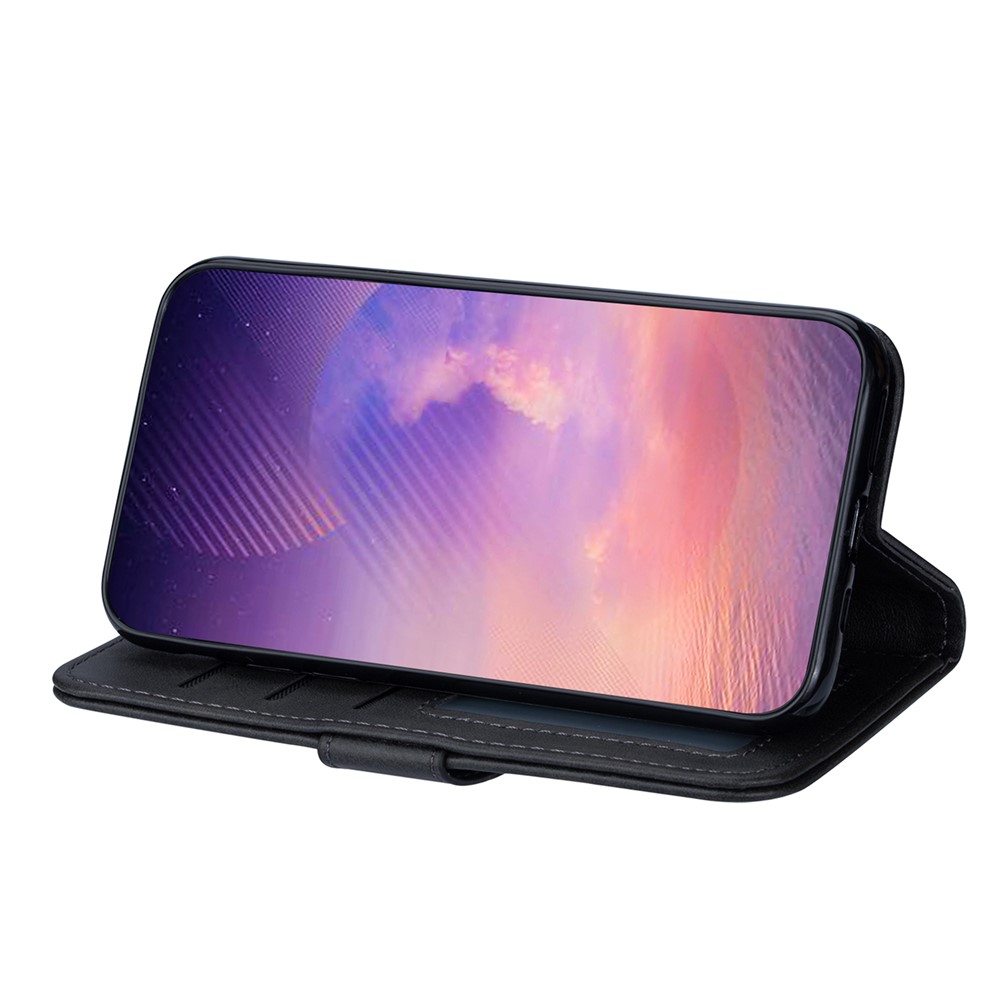 Zipper Pocket Leather Stand Case with Card Slots for Samsung Galaxy A72 5G - Black-5