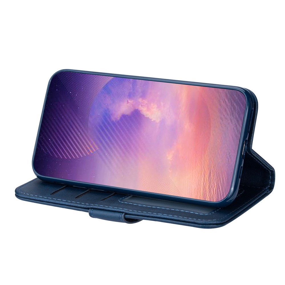 Zipper Pocket Leather Stand Case with Card Slots for Samsung Galaxy A32 5G - Blue-5