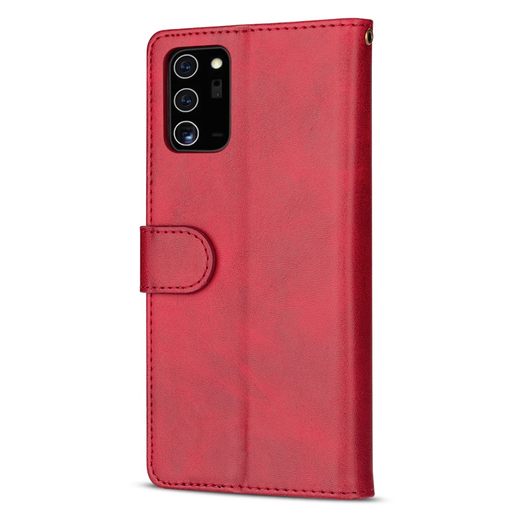 Zipper Pocket Leather Stand Case with Card Slots for Samsung Galaxy A52 5G - Red-3