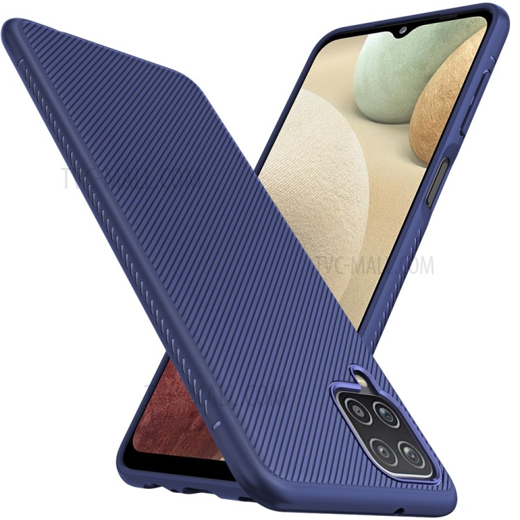 Jazz Series Full Protection Twill Texture Flexible TPU Back Cover Case for Samsung Galaxy A12 - Blue-2