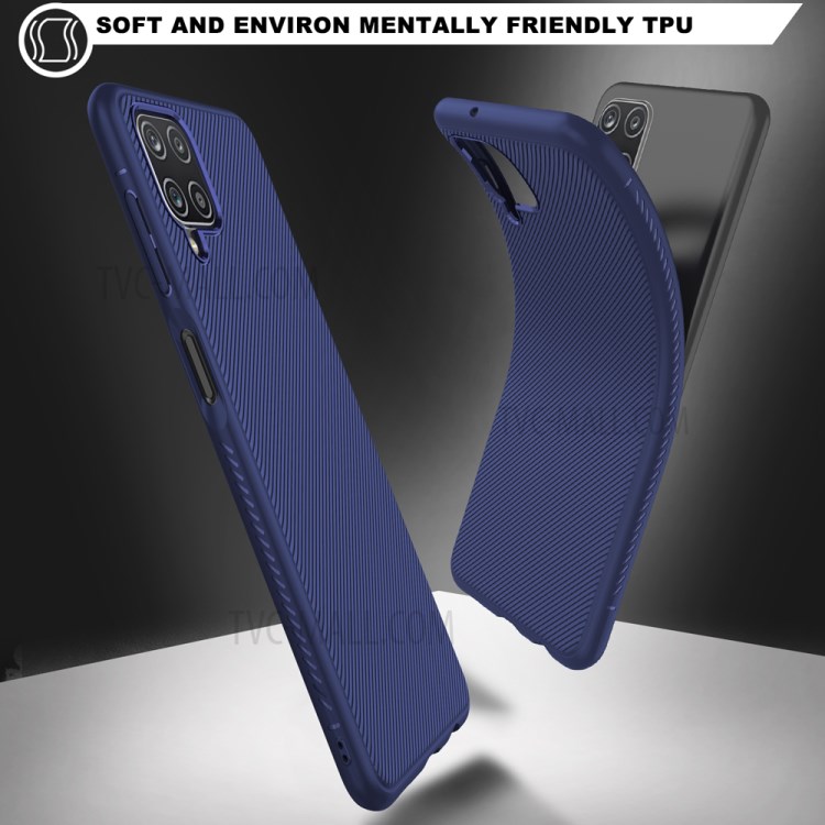 Jazz Series Full Protection Twill Texture Flexible TPU Back Cover Case for Samsung Galaxy A12 - Blue-3