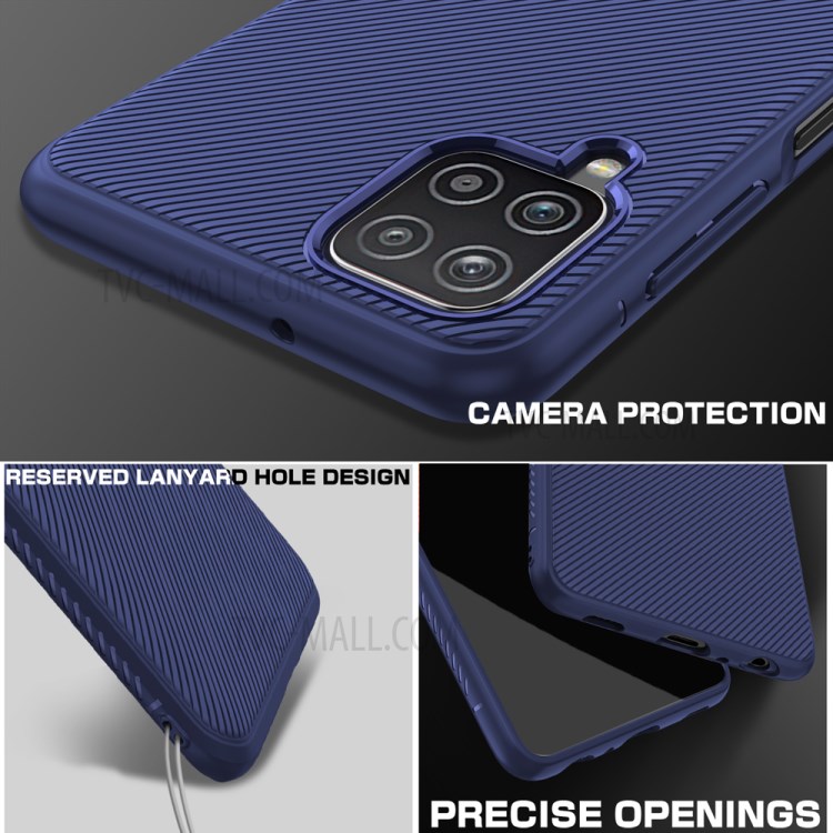 Jazz Series Full Protection Twill Texture Flexible TPU Back Cover Case for Samsung Galaxy A12 - Blue-4