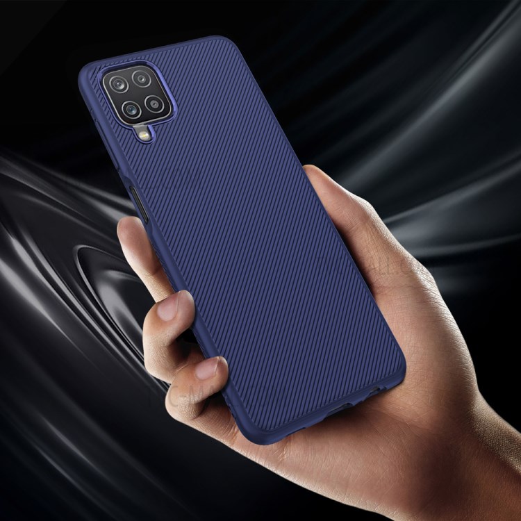 Jazz Series Full Protection Twill Texture Flexible TPU Back Cover Case for Samsung Galaxy A12 - Blue-5