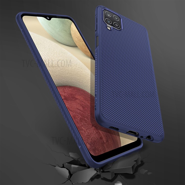 Jazz Series Full Protection Twill Texture Flexible TPU Back Cover Case for Samsung Galaxy A12 - Blue-6