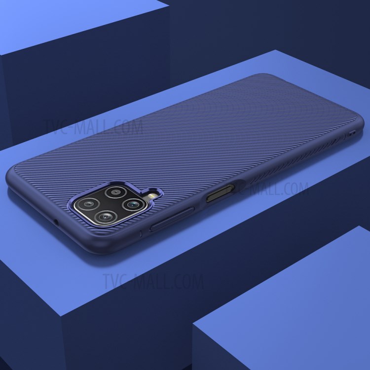 Jazz Series Full Protection Twill Texture Flexible TPU Back Cover Case for Samsung Galaxy A12 - Blue-7