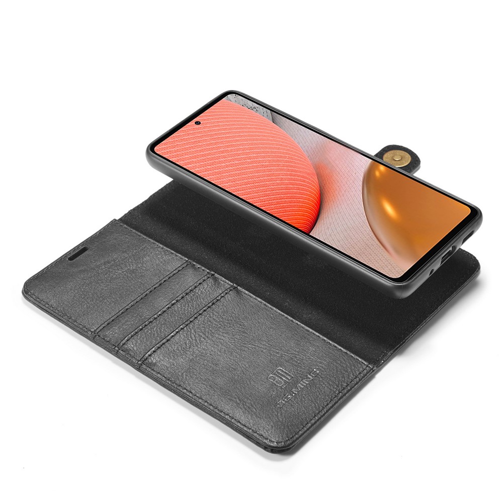 DG.MING Cover for Samsung Galaxy A72 5G Detachable 2-in-1 Split Leather Wallet Shell + PC Back Case - Black-10
