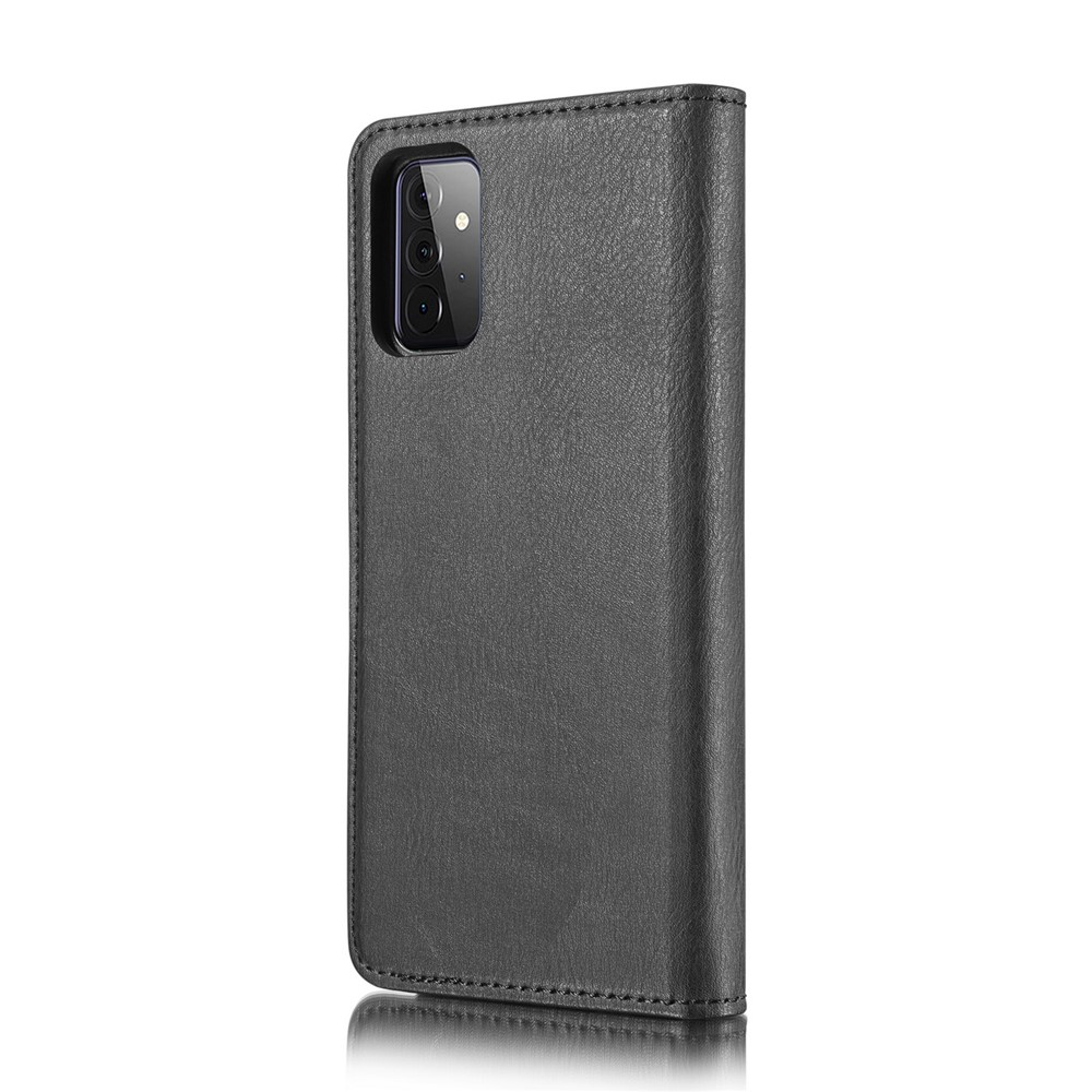 DG.MING Cover for Samsung Galaxy A72 5G Detachable 2-in-1 Split Leather Wallet Shell + PC Back Case - Black-4