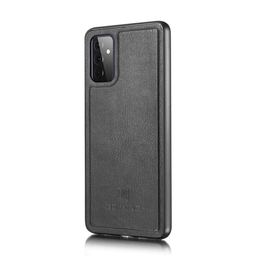 DG.MING Cover for Samsung Galaxy A72 5G Detachable 2-in-1 Split Leather Wallet Shell + PC Back Case - Black-5
