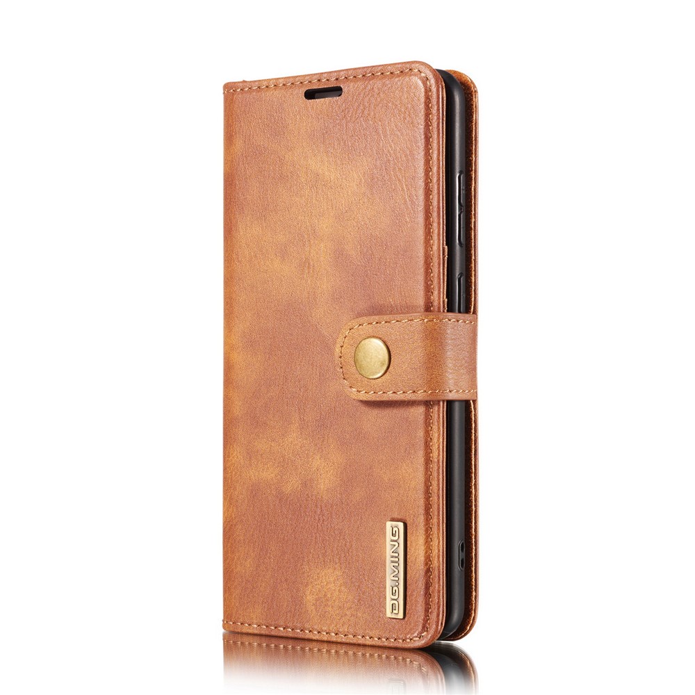 DG.MING Cover for Samsung Galaxy A72 5G Detachable 2-in-1 Split Leather Wallet Shell + PC Back Case - Brown-3