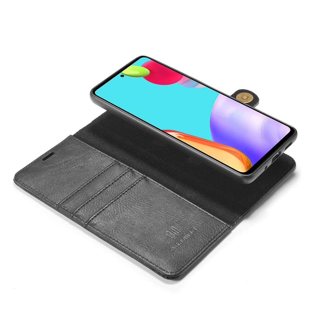 DG.MING Cover for Samsung Galaxy A52 5G Detachable 2-in-1 Split Leather Wallet Shell + PC Back Case - Black-10