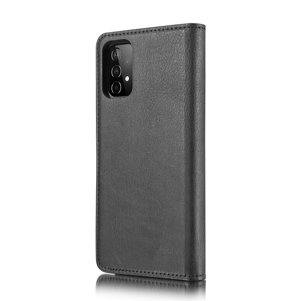 DG.MING Cover for Samsung Galaxy A52 5G Detachable 2-in-1 Split Leather Wallet Shell + PC Back Case - Black-4