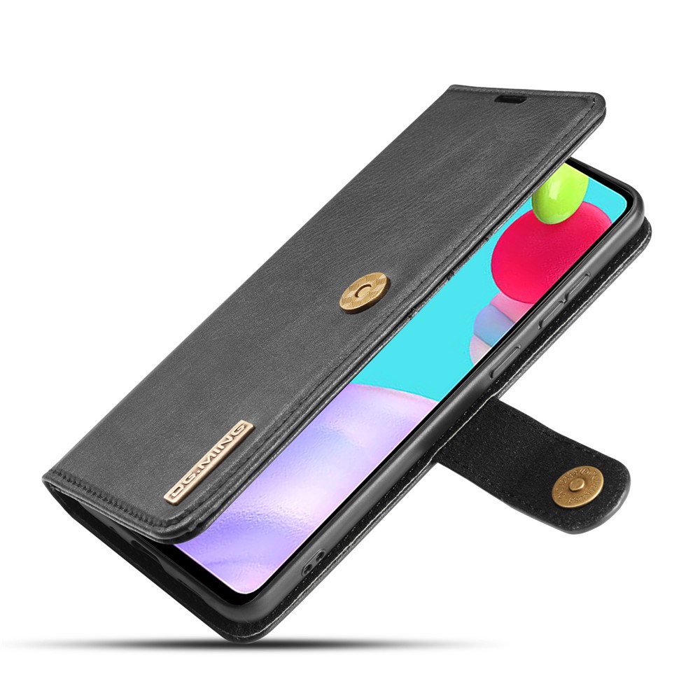 DG.MING Cover for Samsung Galaxy A52 5G Detachable 2-in-1 Split Leather Wallet Shell + PC Back Case - Black-8
