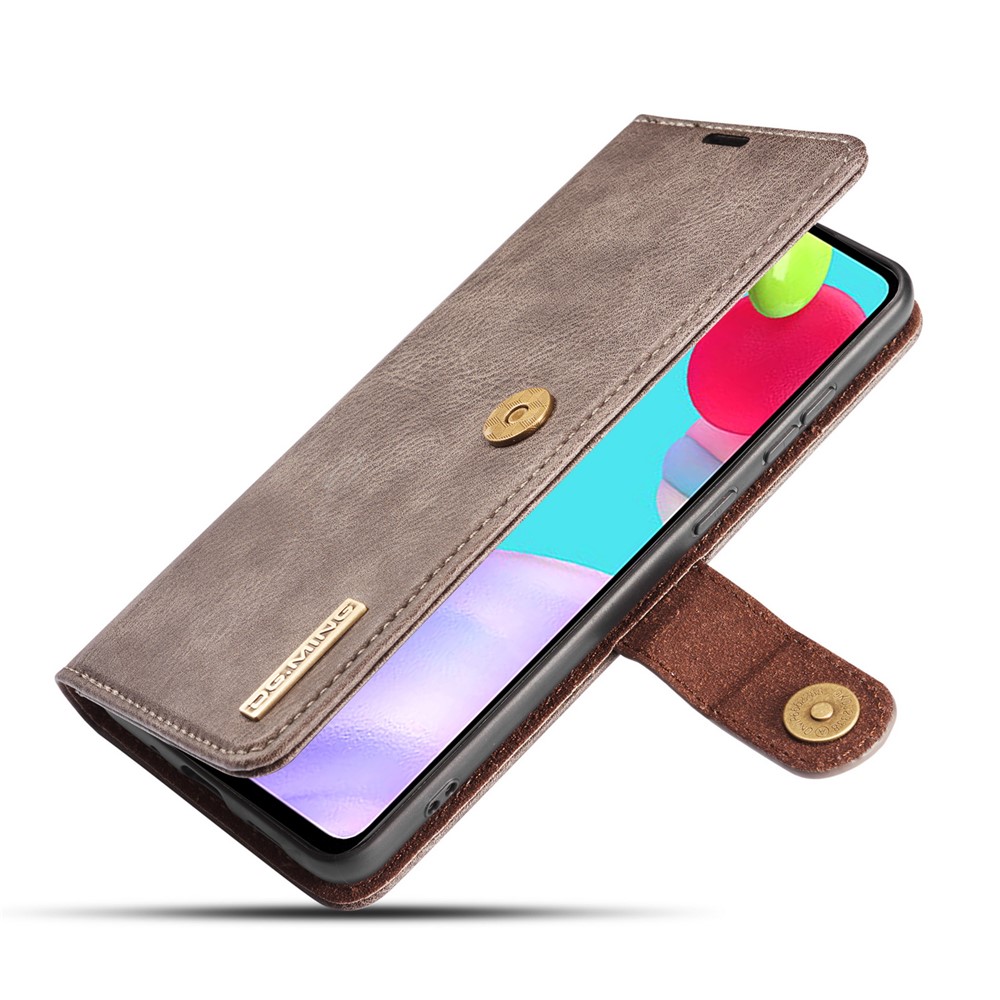 DG.MING Cover for Samsung Galaxy A52 5G/A52 4G Detachable 2-in-1 Split Leather Wallet Shell + PC Back Case - Grey-8