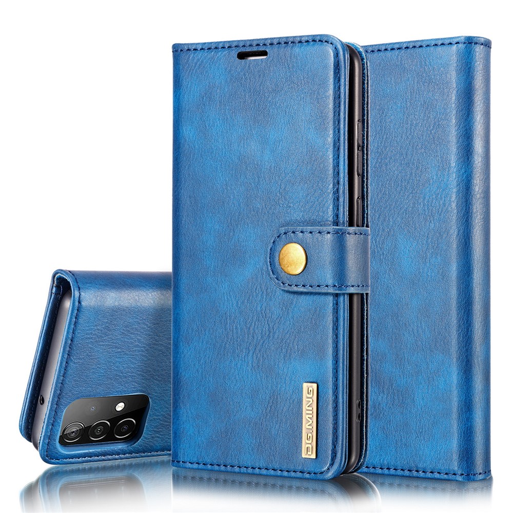 DG.MING Cover for Samsung Galaxy A52 5G Detachable 2-in-1 Split Leather Wallet Shell + PC Back Case - Blue-1