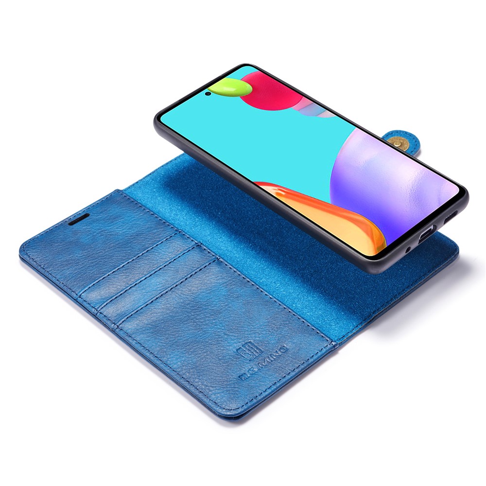 DG.MING Cover for Samsung Galaxy A52 5G Detachable 2-in-1 Split Leather Wallet Shell + PC Back Case - Blue-11