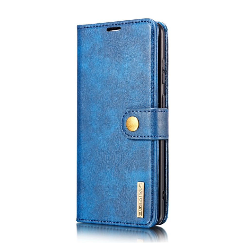 DG.MING Cover for Samsung Galaxy A52 5G Detachable 2-in-1 Split Leather Wallet Shell + PC Back Case - Blue-4