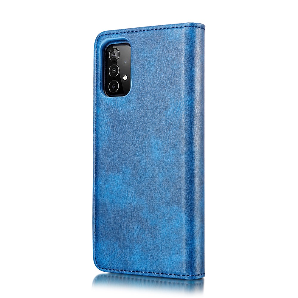 DG.MING Cover for Samsung Galaxy A52 5G Detachable 2-in-1 Split Leather Wallet Shell + PC Back Case - Blue-5