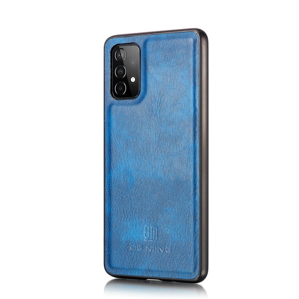 DG.MING Cover for Samsung Galaxy A52 5G Detachable 2-in-1 Split Leather Wallet Shell + PC Back Case - Blue-6