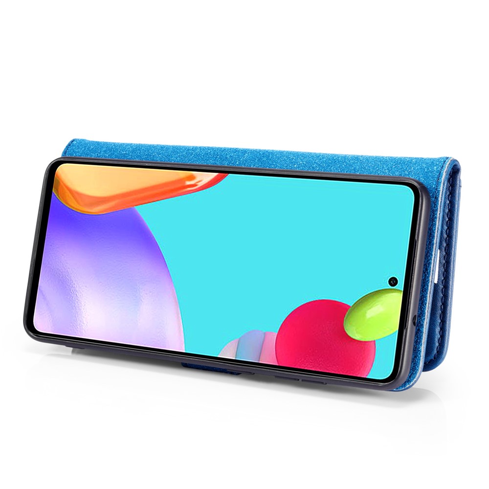 DG.MING Cover for Samsung Galaxy A52 5G Detachable 2-in-1 Split Leather Wallet Shell + PC Back Case - Blue-8