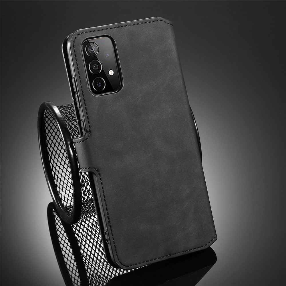 DG.MING Retro Style for Samsung Galaxy A52 5G Case Leather Wallet Stand Shell - Black-9