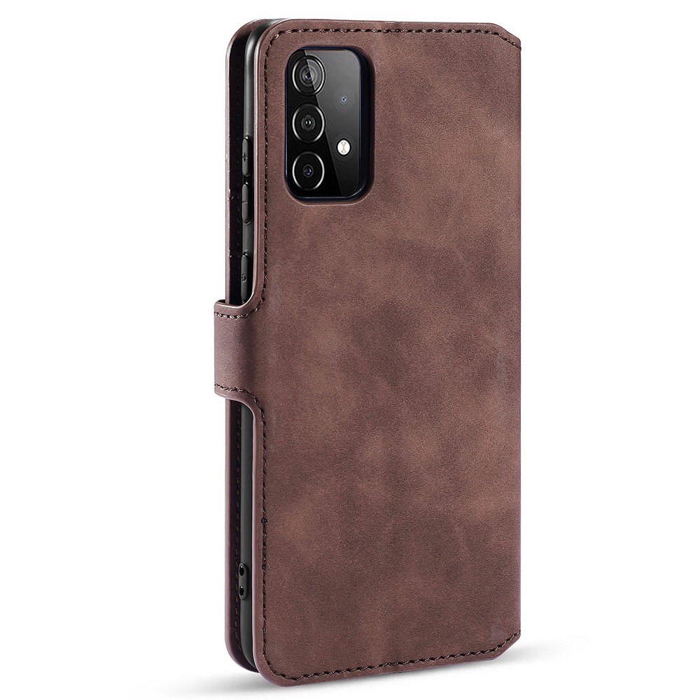 DG.MING Retro Style for Samsung Galaxy A52 5G Case Leather Wallet Stand Shell - Coffee-3