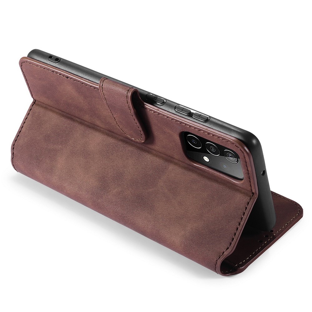 DG.MING Retro Style for Samsung Galaxy A52 5G Case Leather Wallet Stand Shell - Coffee-5