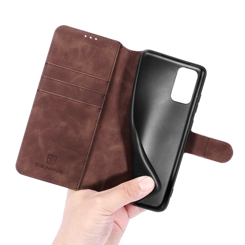 DG.MING Retro Style for Samsung Galaxy A52 5G Case Leather Wallet Stand Shell - Coffee-7