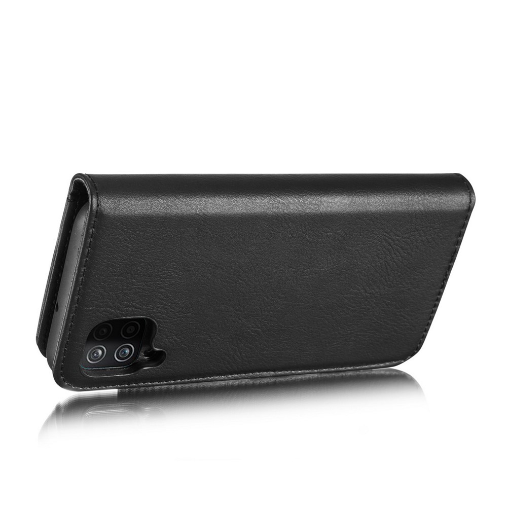 DG.MING Cover for Samsung Galaxy A12 Detachable 2-in-1 Split Leather Wallet Shell + PC Back Case - Black-4