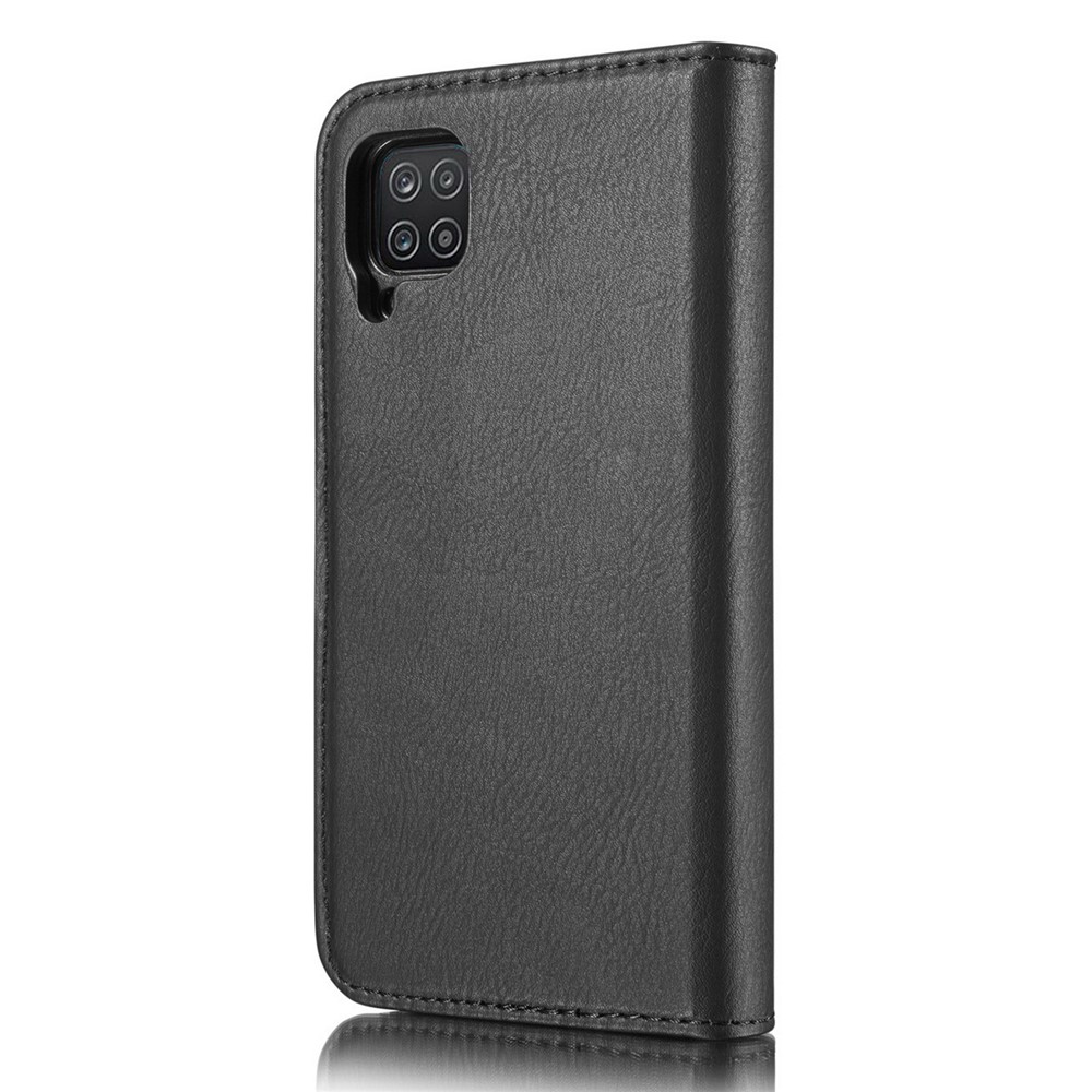 DG.MING Cover for Samsung Galaxy A12 Detachable 2-in-1 Split Leather Wallet Shell + PC Back Case - Black-9