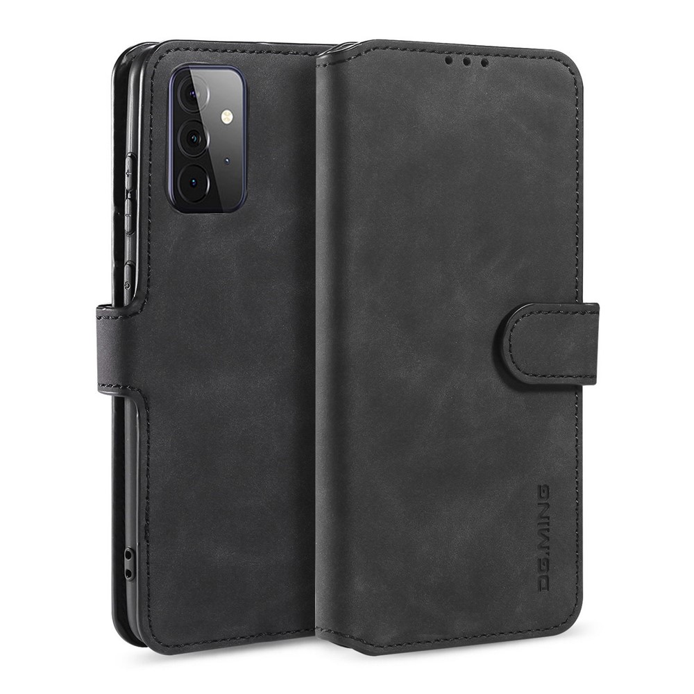 DG.MING Retro Style for Samsung Galaxy A72 5G Case Leather Wallet Stand Shell - Black-1