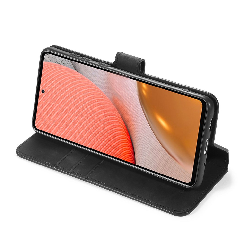 DG.MING Retro Style for Samsung Galaxy A72 5G Case Leather Wallet Stand Shell - Black-5