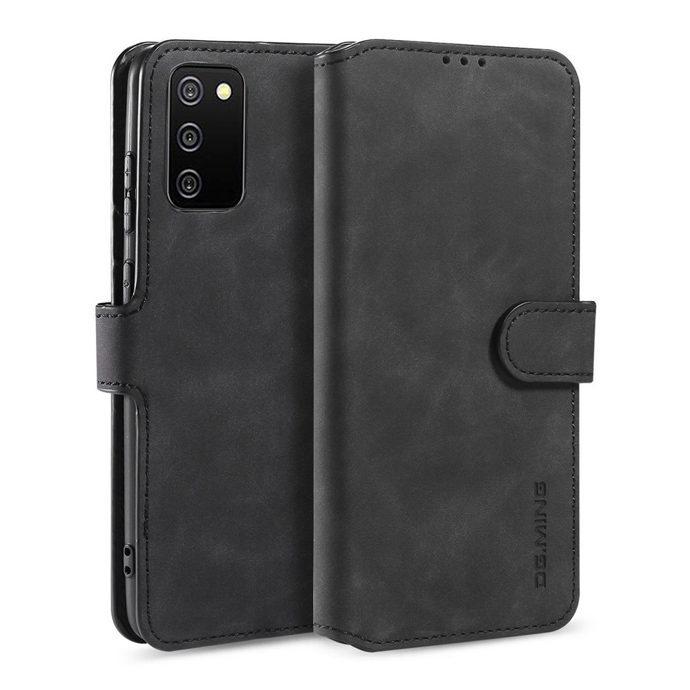 DG.MING Retro Style for Samsung Galaxy A02s (EU Version) Case Leather Wallet Stand Shell - Black-1