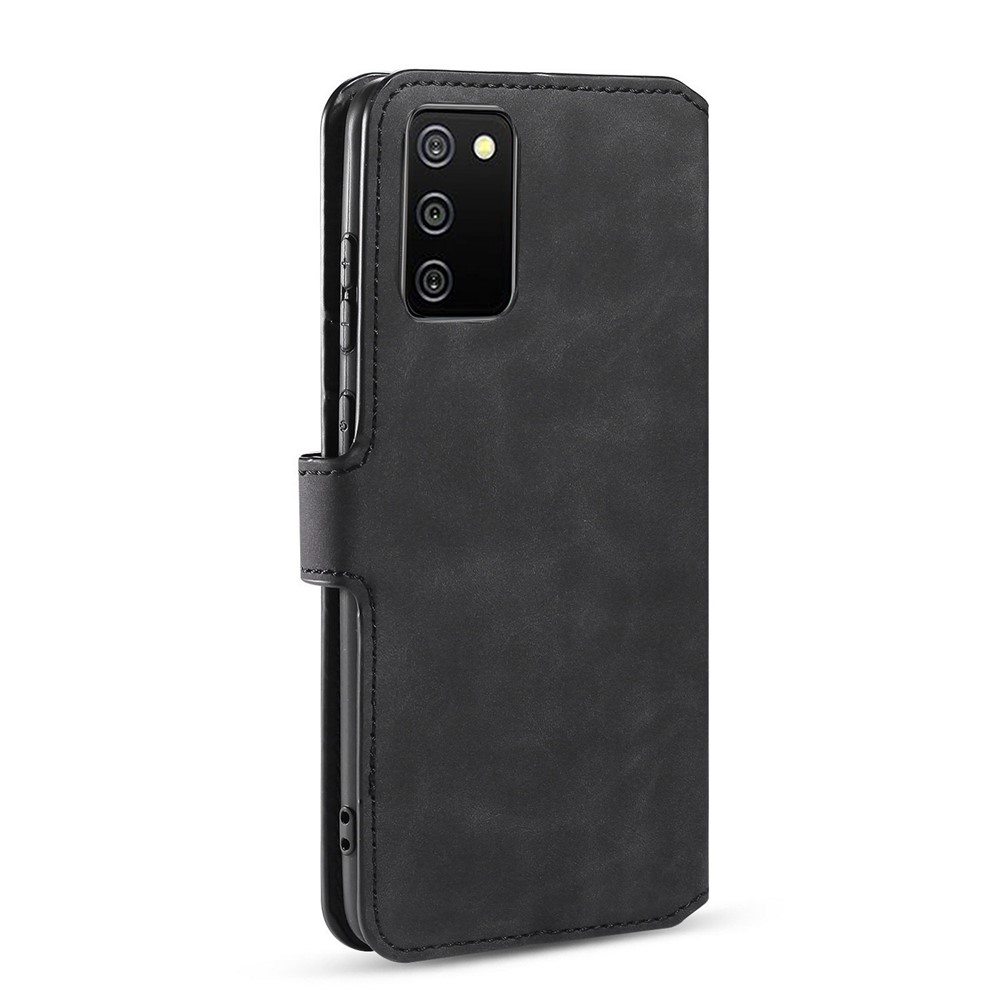 DG.MING Retro Style for Samsung Galaxy A02s (EU Version) Case Leather Wallet Stand Shell - Black-3