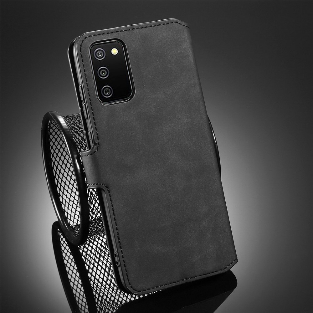 DG.MING Retro Style for Samsung Galaxy A02s (EU Version) Case Leather Wallet Stand Shell - Black-9