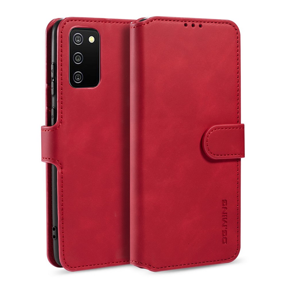 DG.MING Retro Style for Samsung Galaxy A02s (EU Version) Case Leather Wallet Stand Shell - Red-1